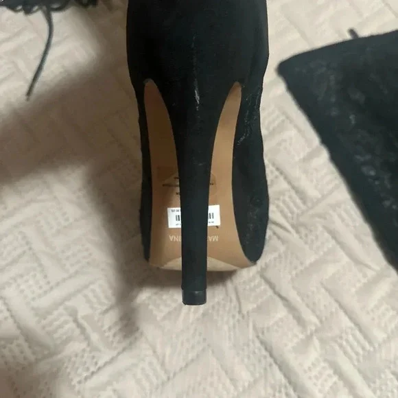 New-TORRID Black Lace Over The Knee Zipper Open Toe Boots. Size 9.5 Wide. - Picture 12 of 13